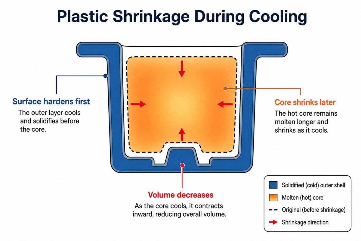 Packing Pressure in Injection Molding: Why Pack/Hold Matters After Fill 2 Plastic Shrinkage During Cooling