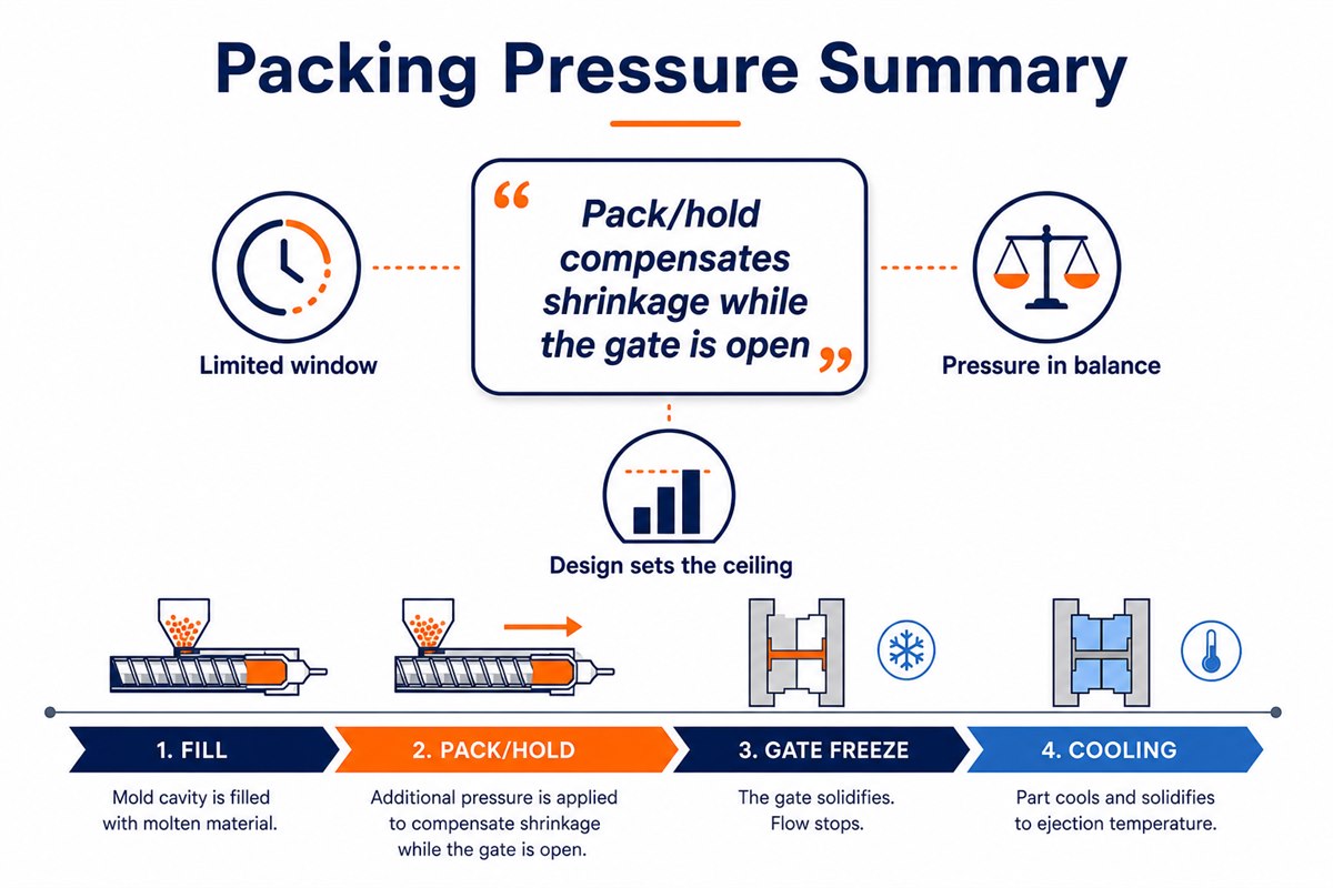 Packing Pressure in Injection Molding: Why Pack/Hold Matters After Fill 6 Injection Molding Packing Pressure Summary